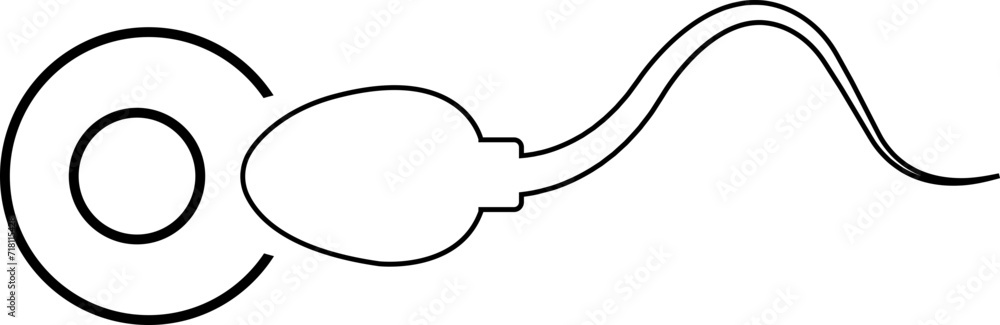 Poster abstract spermatozoon icon sperm vector that runs towards the egg isolated on transparent background