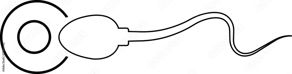 Poster abstract spermatozoon icon sperm vector that runs towards the egg isolated on transparent background