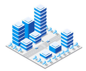 Isometric urban megalopolis top view of the city infrastructure town