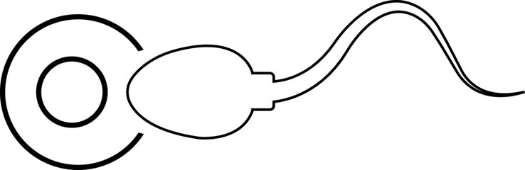 Abstract Spermatozoon icon sperm vector that runs towards the egg isolated on transparent background, competition concept in trendy Linear web design element for website, app or infographics material.