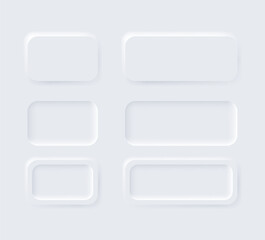 Neumorphic buttons. Simple trendy design elements UI components isolated on light background. Control element for website, mobile app menu and navigation with rounded edges