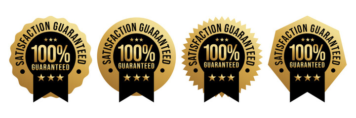 100% Satisfaction Guaranteed or 100% Satisfaction Label Vector Isolated in Flat Style. Best 100% Satisfaction Guaranteed Label Vector for product packaging. Elegant 100% Satisfaction Label Vector.