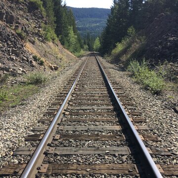 railroad tracks in the mountains