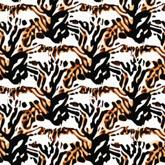 Abstract seamless animal pattern, Mammals Fur. print skins. Predators Camouflage. Cheetah Giraffe Zebra Leopard Tiger Jaguar. Printable Background. Vector illustration