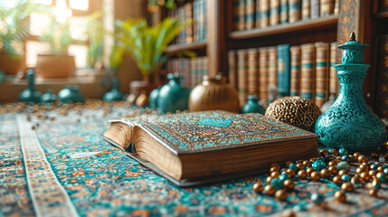 Islamic religious books Al-Quran, Tajvi, Zaynamaz, Ramadan concept