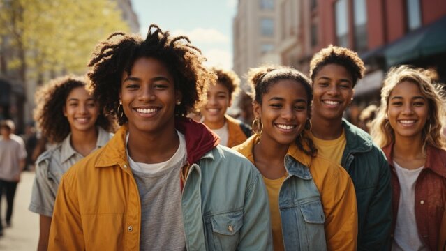 Multiracial Best Friends Taking Selfie Walking On City Street - Happy Young People Having Fun Enjoying Day Out - Diverse Teens Laughing At Camera On Summer Vacation - Friendship And Tourism Concept