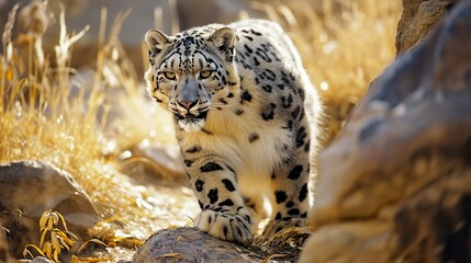 Snow Leopard Marking Territory