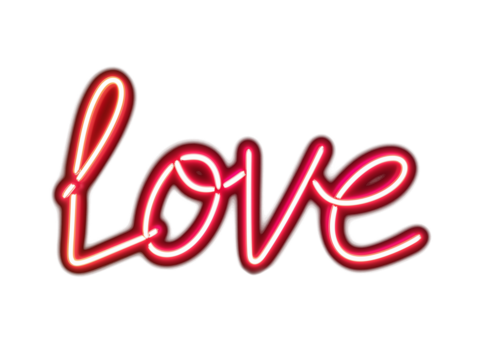 Neon love sign isolated on transparent or white background, png