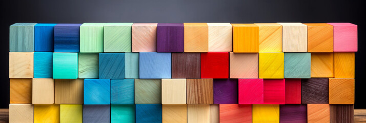 Multi-colored colorful wooden blocks 