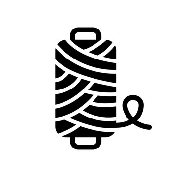 Thread icon. Vector simple black line rope, sewing yarn illustration. Thread spool symbol
