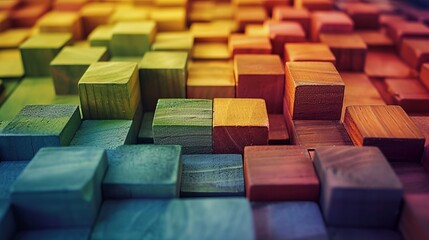 Fototapeta premium Gradient Wooden Blocks Background