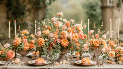orange flowers table decoration for the wedding