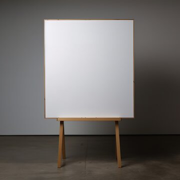 A white board in the photo in front of a black wall. generative AI