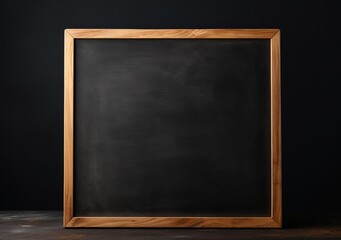 An old black chalkboard with a wooden frame beside it. generative AI