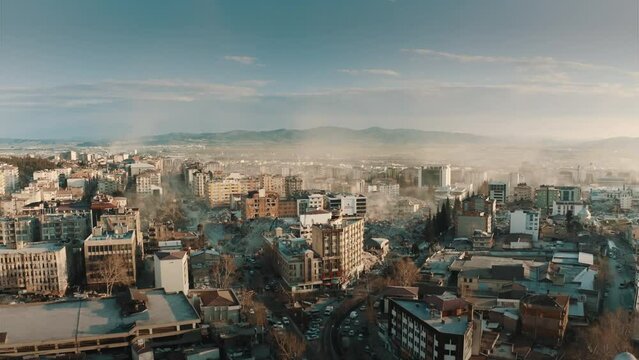 Aerial view of Hatay and Gaziantep earthquake 4k. Turkey Earthquake 2023
