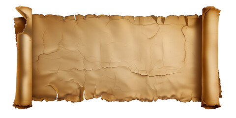Old paper scroll isolated on transparent or white background, png