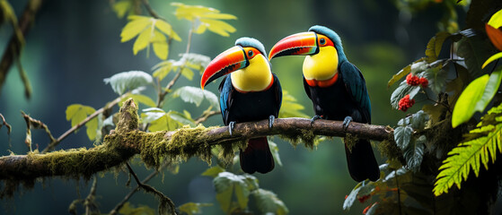 Obraz premium Toucan bird sitting on branch in the natural forest
