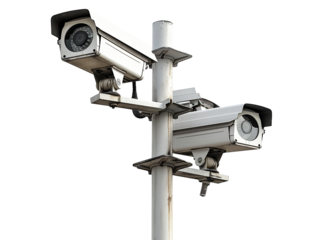 CCTV cameras isolated on transparent or white background, png