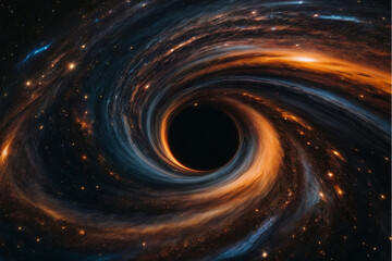 Spiral black hole in space - obrazy, fototapety, plakaty