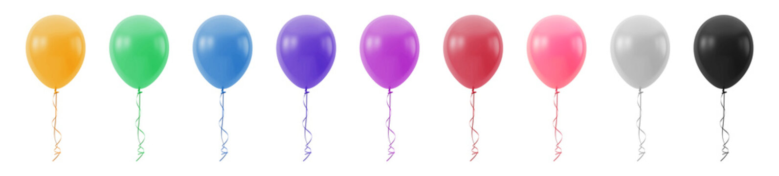 Fototapeta Collection set of colorful balloons isolated on transparent or white background, png