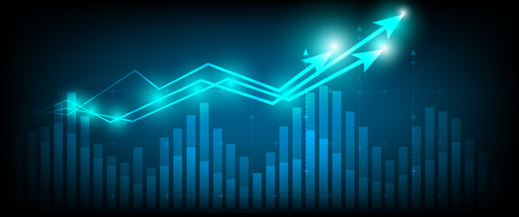 Stock market investment trading graph in graphic concept suitable for financial investment or Economic trends business idea on blue background. Vector illustration design.	
