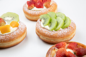 fruity and delicious doughnut isolated on white background