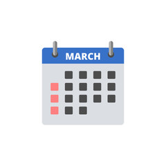 Calendar March icon isolated on transparent background