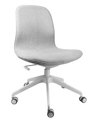 The office chair from light grey textile isolated over white