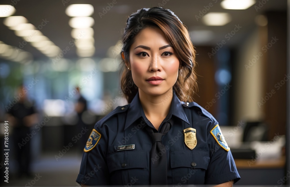 Wall mural portrait of confident woman police officer