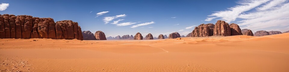 Fototapeta na wymiar Dry desert landscape. Hot lifeless sand, Generative AI.