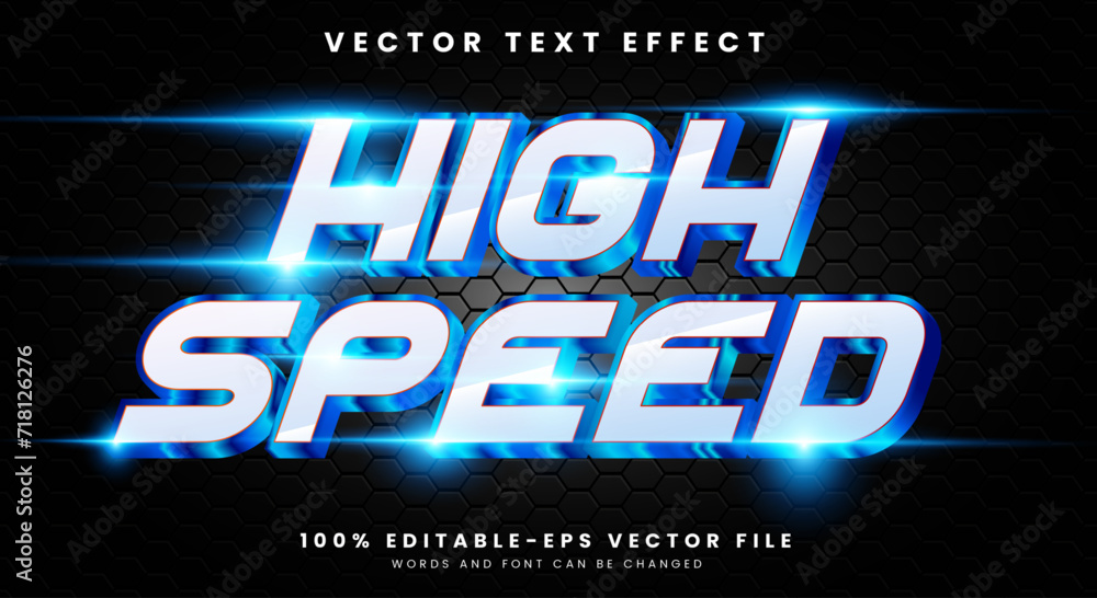 Poster 3d high speed neon style vector text effect template