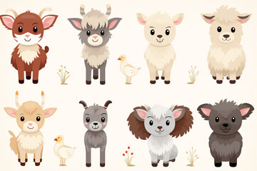 Cute farm animals clip art