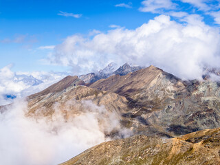 Idyllic Swiss mountain landscape on the Gornergrat above Zermatt in the canton of Valais