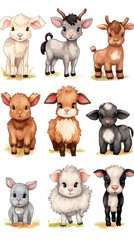 Cute farm animals clip art