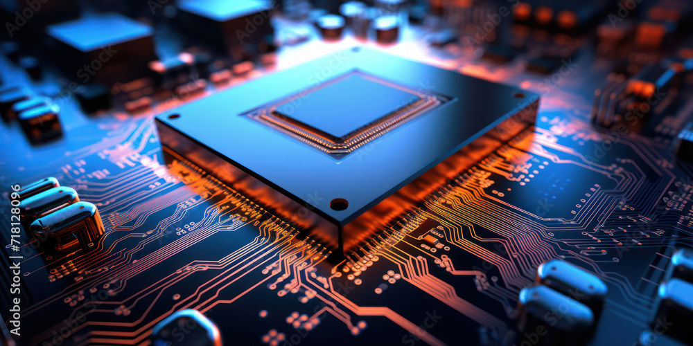 Poster digital computing: the network of intelligent technology on a blue semiconductor circuit board