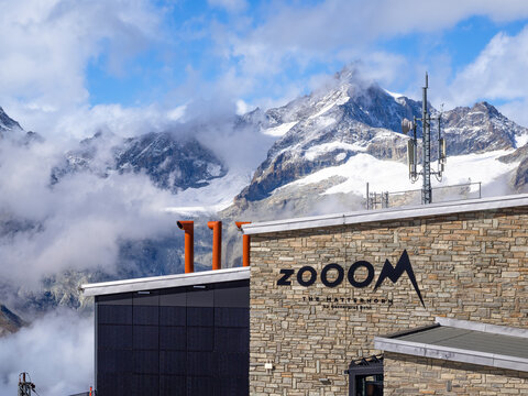 Gornergrat, Switzerland - September 23, 2023: Zooom the Matterhorn - In the multimedia adventure world you can experience the Matterhorn and the breathtaking mountains around the Gornergrat.