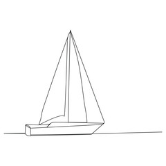 Continuous single line art drawing one line illustration art on Sailboat