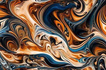 Abstract liquid marble patterns merging and swirling