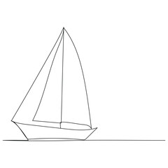 Continuous single line art drawing one line illustration art on Sailboat