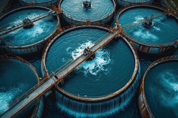 Water treatment plant. Recycling plant top view