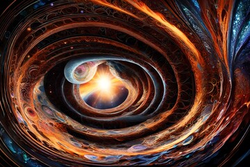 Wavy interdimensional portals opening to other worlds