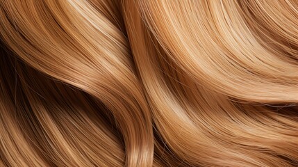 Fototapeta premium Brown and cream-colored hair that is wavy and shiny. generative AI