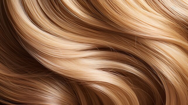 Brown and cream-colored hair that is wavy and shiny. generative AI