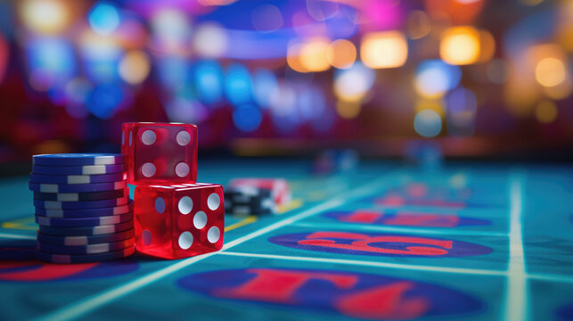 casino dice and poker chips