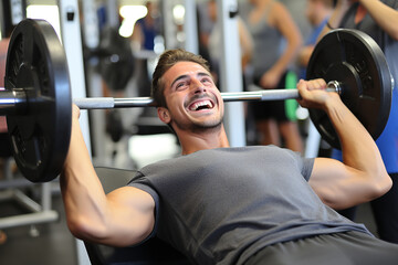Fototapeta na wymiar Man in the gym doing sports, healthy lifestyle