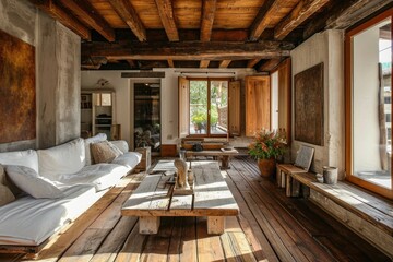 Contemporary Rustic Living Room Design: A Blend of Modern Comfort and Vintage Warmth