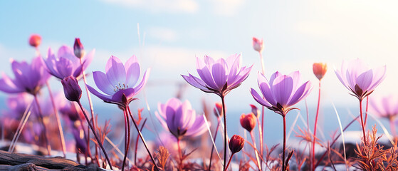 Purple flowers and blue sky - Powered by Adobe