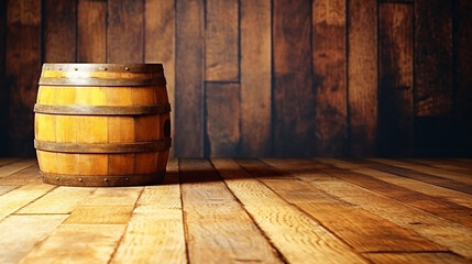 Wooden barrels on wooden floor