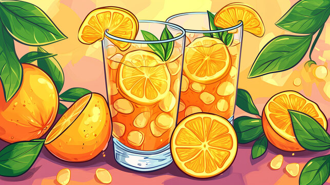 Tangerine Iced Tea cartoon