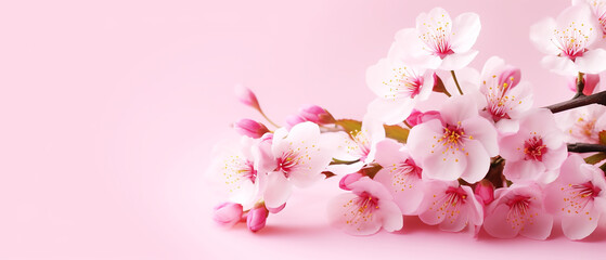 Cherry blossom flower on pink background